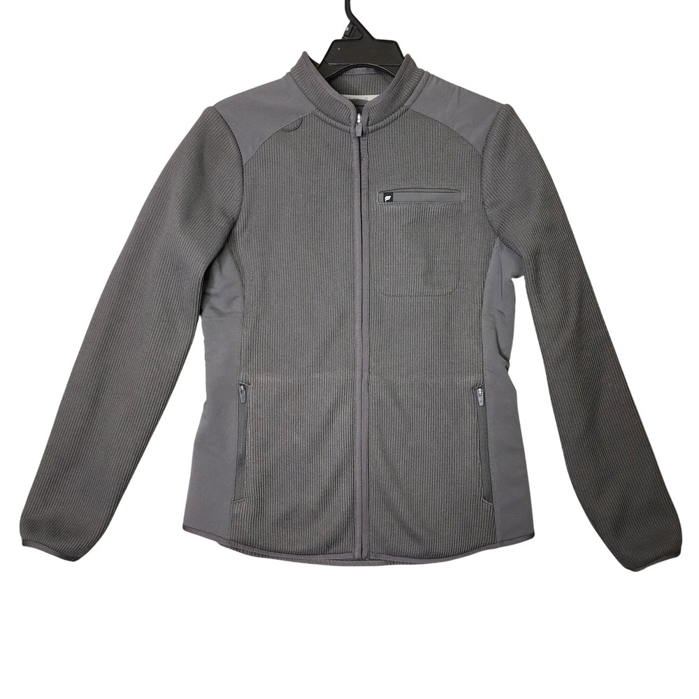 Fabletics Full Zip Jacket Gray Textured Fleece Lined Activewear Jacket Small